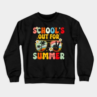 Retro Groovy School's Out For Summer Graduation Teacher Kids Crewneck Sweatshirt